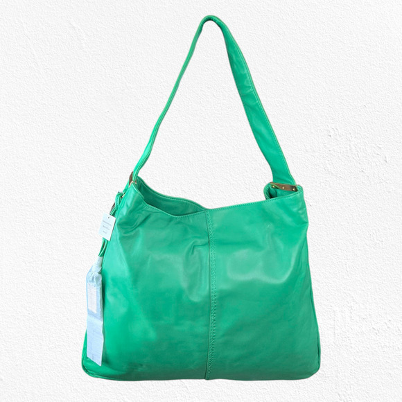 Badgley Mischka Green Leather Italian Jodie Tote Luxury Designer Shoulder Bag - Picture 1 of 16